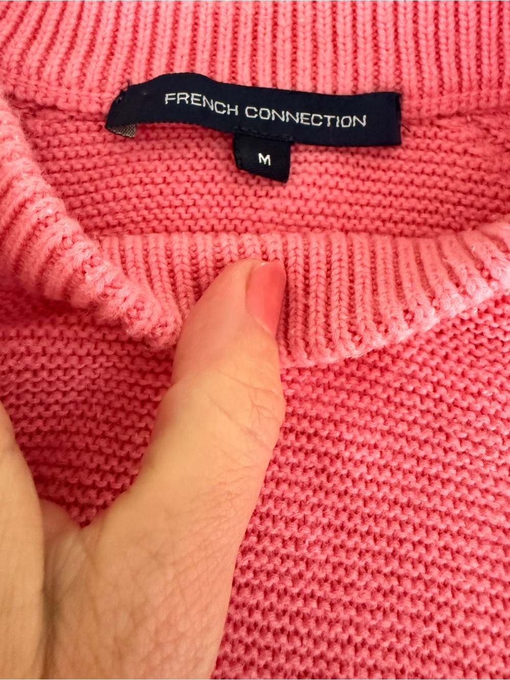French Connection Lilly Mozart Pink Crewneck Sweater 100% Cotton size M - Picture 2 of 8